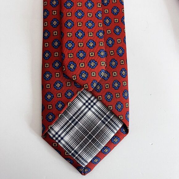Robert Talbott 100% Silk Tie Orange Blue Made In USA Monterey, CA Men's - Picture 11 of 12